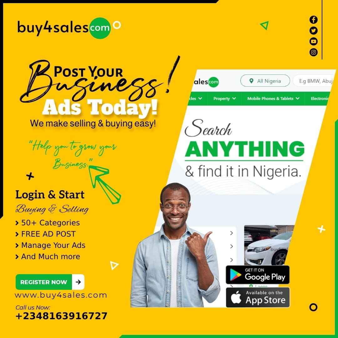 buy4sales is nigeria marketplace to buy and sell in nigeria online, Post free ad today.